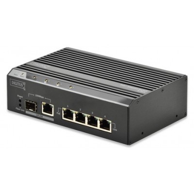 Switch industriel non manageable DIGITUS 4 ports POE Ethernet + 1 port combo  SFP 100 mbits/s