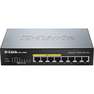 Switch D-Link desktop non manageable 8 ports 10/100/1000Mbits/s dont 4 PoE 52W