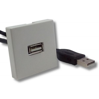 Plastron blanc 45 x 45 USB 2.0 + cordon mâle - 0m20