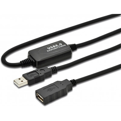 Rallonge USB 2.0 A mâle / A femelle amplifiée noire - 20m00