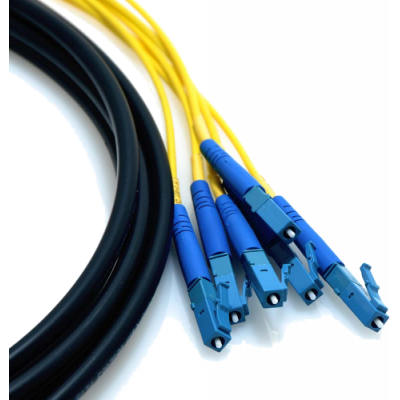 Câble préconnecté monomode OS2 6 fibres LC UPC/LC UPC intérieur extérieur antirongeur unitube LSZH - 75m