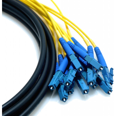 Câble préconnecté monomode OS2 12 fibres LC UPC/LC UPC intérieur extérieur antirongeur unitube LSZH - 50m