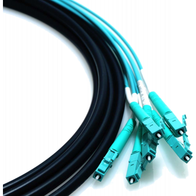 Câble préconnecté multimode OM3  6 fibres LC PC/LC PC intérieur extérieur antirongeur unitube LSZH - 50m
